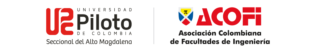 Una composición con 2 logotipos intitucionales, el logo de la universidad Piloto de Colombia, Seccional del Alto Magdalena y el logo de la Asociación Colombiana de Facultades de Ingeniería (ACOFI).